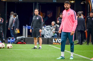 Lyon, Fransa - 16 Mayıs, 2018: Diego Costa daha önce final Uefa Avrupa Ligi maçı Groupama Stadyumu, Fransa