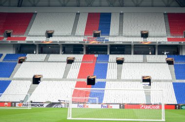 Lyon, Fransa - 16 Mayıs, 2018: Lyon Stadyumu Olimpik Marsilya Groupama Stadyumu, Fransa Atletico Madrid rakip arasındaki final Uefa Avrupa Ligi maçı sırasında ayrıntılı