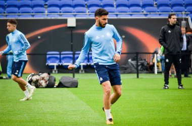 Lyon, Fransa - 16 Mayıs, 2018: Morgan final Uefa Avrupa Ligi maçında Atletico Madrid vs arasında önce Groupama Stadyumu'nda Olimpik Marsilya eğitim Sanson, Fransa