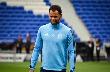 Lyon, Fransa - 16 Mayıs, 2018: Rolando oyuncu Olimpik Marsilya eğitim daha önce final Uefa Avrupa Ligi maç Atletico Madrid vs arasında Olimpik Marsilya Groupama Stadyumu, Fransa