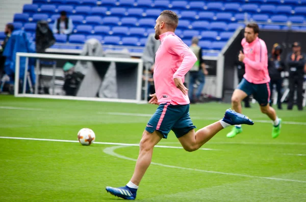 Lyon, Fransa - 16 Mayıs, 2018: eğitim futbolcular final Uefa Avrupa Ligi önce Atletico Madrid Maç Groupama Stadyumu, Fransa