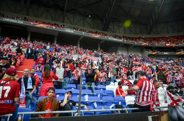 Lyon Francie Května 2018 Atletico Madrid Fanoušky Stojany Podporu Týmu — Stock fotografie