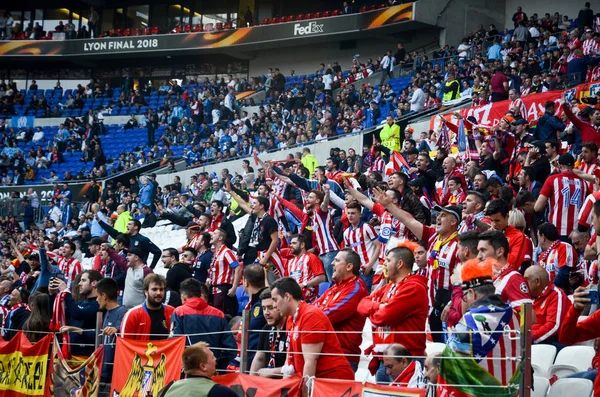 Lyon Francie Května 2018 Atletico Madrid Fanoušky Stojany Podporu Týmu — Stock fotografie