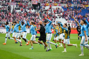 Lyon, Fransa - 16 Mayıs, 2018: futbol oyuncu Olimpik Marsilya eğitim daha önce final Uefa Avrupa Ligi maç Atletico Madrid vs arasında Olimpik Marsilya Groupama Stadyumu, Fransa