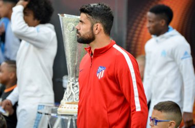 Lyon, Fransa - 16 Mayıs, 2018: Diego Costa Atletico Madrid vs Groupama Stadyumu, Fransa Olimpik Marsilya arasında final Uefa Avrupa Ligi maçı sırasında