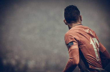 Lyon, Fransa - 16 Mayıs, 2018: Lucas Hernandez Atletico Madrid vs Groupama Stadyumu, Fransa Olimpik Marsilya arasında final Uefa Avrupa Ligi maçı sırasında