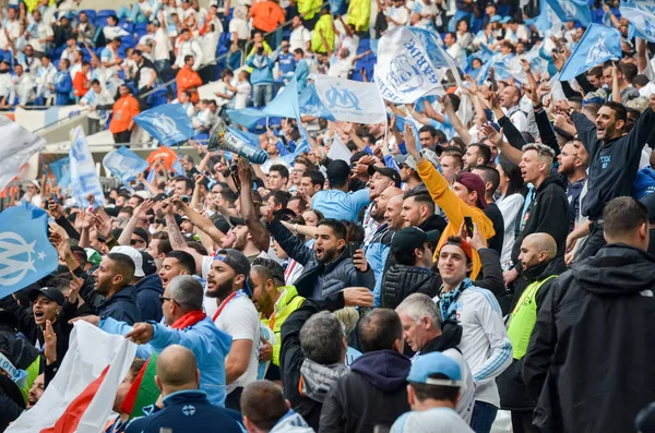 Lyon France May 2018 Olympic Marseille Fans Stands Support Team — Stock Photo, Image