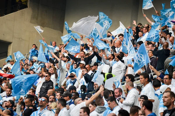 Lyon France May 2018 Olympic Marseille Fans Stands Support Team — Stock Photo, Image