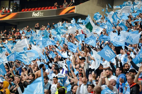 Lyon France May 2018 Olympic Marseille Fans Stands Support Team — Stock Photo, Image