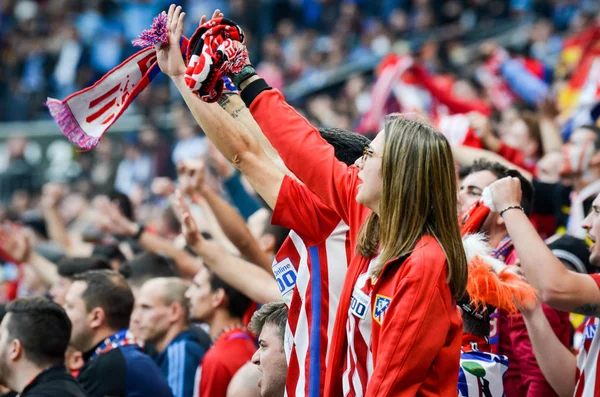 Lyon France May 2018 Atletico Madrid Fans Stands Support Team — Stock Photo, Image