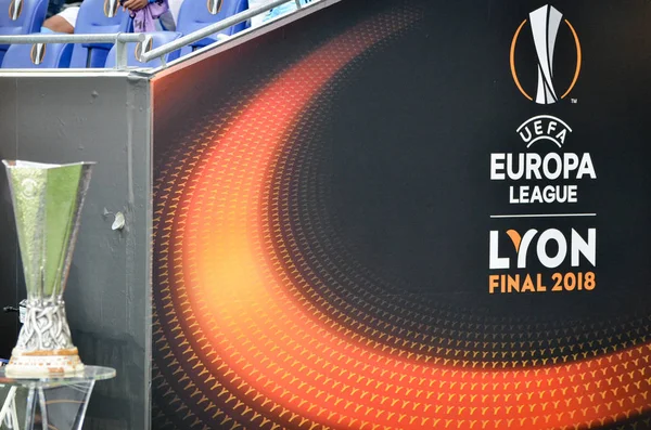 Lyon France May 2018 Europa League Cup Close Pedestal Final — Stock Photo, Image