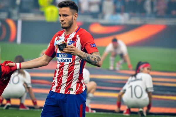 LYON, FRANCE - 16 May, 2018: Saul Niguez  during the final UEFA Europa League match between Atletico Madrid vs Olympic Marseille at the Groupama Stadium, France