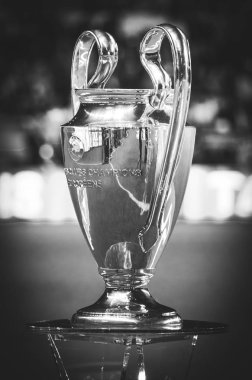 Tallinn, Estonya - 15 Ağustos, 2018: Kupası Finali sırasında yakından Uefa Şampiyonlar Ligi Kupası 2018 Uefa Süper Kupası maç Atletico Madrid vs Real Madrid, Estonya arasında