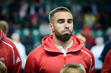 Tallinn, Estonya - 15 Ağustos, 2018: Daniel Carvajal final sırasında 2018 Uefa Süper Kupası maç arada Atletico Madrid vs Real Madrid A. Le Coq Arena Stadyumu, Estonya