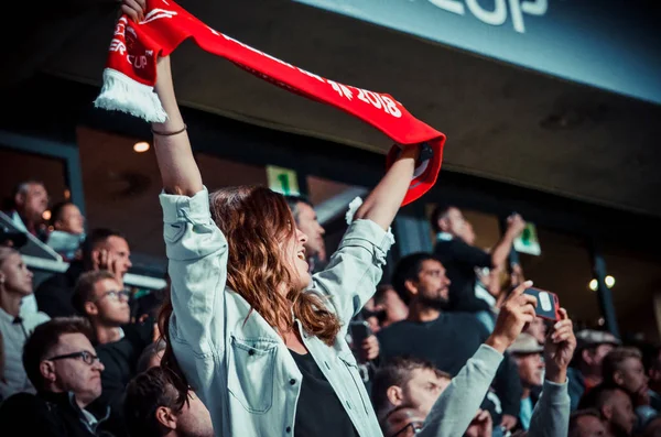 Tallinn Estland August 2018 Fans Girl Von Atletico Madrid Auf — Stockfoto