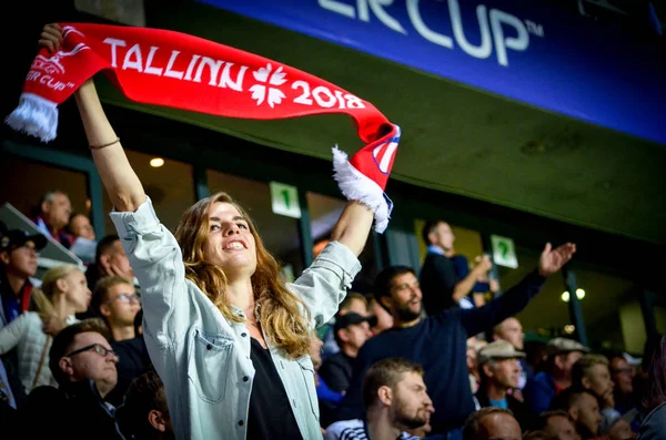 Tallinn Estonya Ağustos 2018 Atletico Madrid Taraftarları Kız Son 2018 — Stok fotoğraf