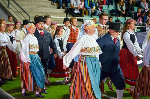 Tallinn Estonia Agosto 2018 Ceremonia Apertura Del Partido Supercopa Con — Foto de Stock