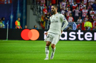 Tallinn, Estonya - 15 Ağustos, 2018: 2018 Uefa Süper Kupası Finali sırasında Çifleşme maç arada Atletico Madrid vs Real Madrid A. Le Coq Arena Stadyumu, Estonya,