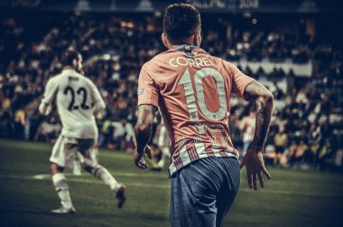 Tallinn, Estonya - 15 Ağustos, 2018: Angel Correa final sırasında 2018 Uefa Süper Kupası maç arada Atletico Madrid vs Real Madrid A. Le Coq Arena Stadyumu, Estonya