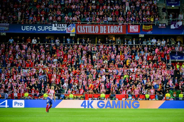 Tallinn Estonia Agosto 2018 Los Aficionados Del Atlético Madrid Las —  Fotos de Stock