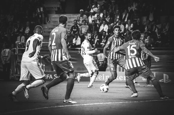 Tallinn Estônia Agosto 2018 Jogadores Futebol Durante Jogo Final Supercopa — Fotografia de Stock