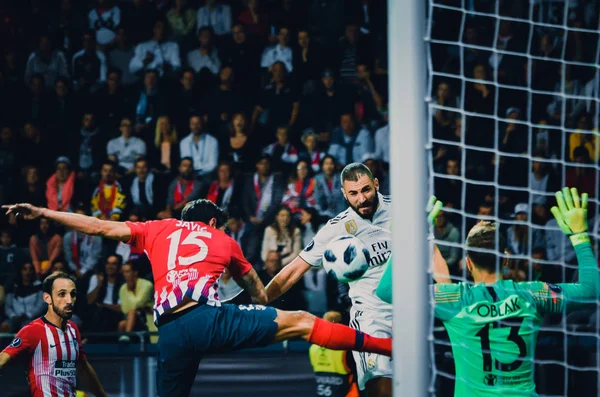 Tallinn Estonia Agosto 2018 Karim Benzema Marca Gol Durante Partido — Foto de Stock