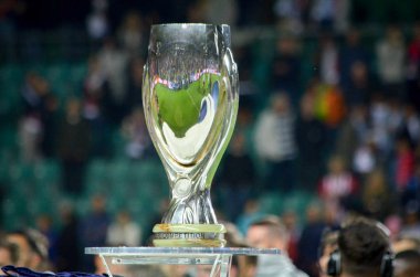 Tallinn, Estonya - 15 Ağustos, 2018: Uefa süper kupa final 2018 Uefa süper kupa maçında Atletico Madrid vs Real Madrid A. Le Coq Arena Stadyumu, Estonya arasında sırasında kapatın