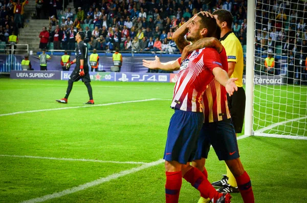 Tallinn Estônia Agosto 2018 Angel Correa Koke Comemoram Gol Marcado — Fotografia de Stock