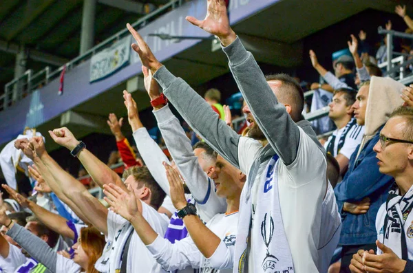 Tallinn Estland Augusti 2018 Fans Real Madrid Står Stöd Laget — Stockfoto