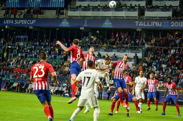 Tallinn, Estonya - 15 Ağustos, 2018: Lucas Vazquez final sırasında 2018 Uefa Süper Kupası maç arada Atletico Madrid vs Real Madrid A. Le Coq Arena Stadyumu, Estonya