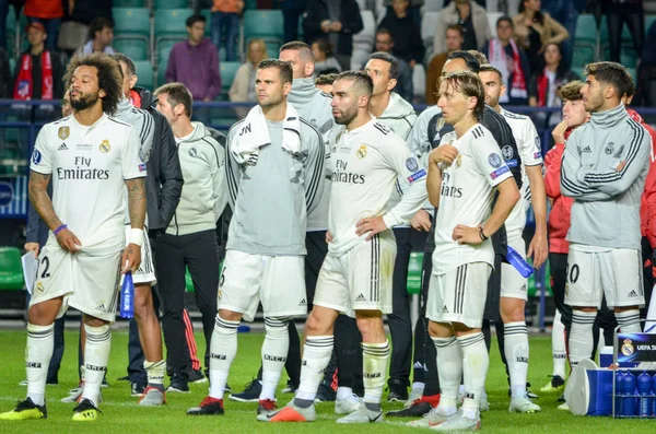 Tallinn Estonia Agosto 2018 Jugadores Del Real Madrid Durante Partido — Foto de Stock