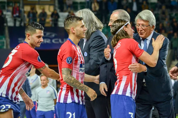 Tallinn Estonia August 2018 Footballers Atletico Madrid Receive Gold Medals — Stock Photo, Image