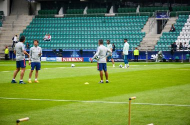 Tallinn, Estonya - 15 Ağustos, 2018: final sırasında A. Le Coq Arena Stadyumu e genel görünümünü 2018 Uefa Süper Kupası maç Atletico Madrid vs Real Madrid, Estonya arasında
