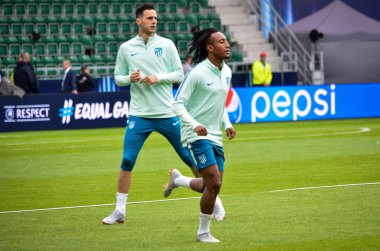 Tallinn, Estonya - 15 Ağustos, 2018: Gelson Martins son 2018 Uefa Süper Kupası sırasında maç Atletico Madrid vs Real Madrid, Estonya arasında