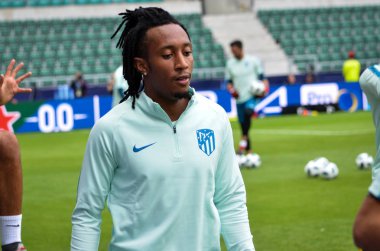 Tallinn, Estonya - 15 Ağustos, 2018: Gelson Martins son 2018 Uefa Süper Kupası sırasında maç arada Atletico Madrid vs Real Madrid A. Le Coq Arena Stadyumu, Estonya