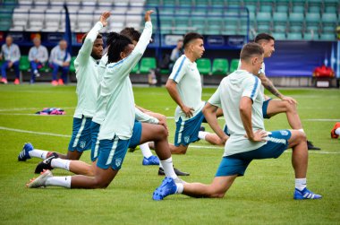 Tallinn, Estonya - 15 Ağustos, 2018: futbolcuların son 2018 Uefa Süper Kupası sırasında maç arada Atletico Madrid vs Real Madrid A. Le Coq Arena Stadyumu, Estonya