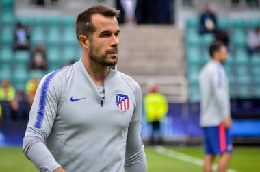 Tallinn, Estonya - 15 Ağustos, 2018: son 2018 Uefa Süper Kupası maç önce Atletico Madrid vs Real Madrid, Estonya arasında Real Madrid futbol oyuncuların eğitim