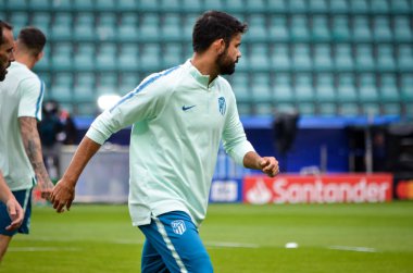 Tallinn, Estonya - 15 Ağustos, 2018: son 2018 Uefa Süper Kupası maç önce Atletico Madrid vs Real Madrid, Estonya arasında Real Madrid futbol oyuncuların eğitim