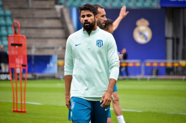 Tallinn, Estonya - 15 Ağustos, 2018: son 2018 Uefa Süper Kupası maç önce Atletico Madrid vs Real Madrid, Estonya arasında Real Madrid futbol oyuncuların eğitim
