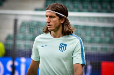 Tallinn, Estonya - 15 Ağustos, 2018: son 2018 Uefa Süper Kupası maç önce Atletico Madrid vs Real Madrid, Estonya arasında Real Madrid futbol oyuncuların eğitim