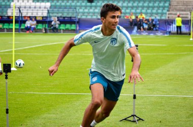 Tallinn, Estonya - 15 Ağustos, 2018: son 2018 Uefa Süper Kupası maç önce Atletico Madrid vs Real Madrid, Estonya arasında Real Madrid futbol oyuncuların eğitim