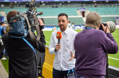 Tallinn, Estonya - 15 Ağustos, 2018: son 2018 Uefa Süper Kupası maç önce Atletico Madrid vs Real Madrid, Estonya arasında Real Madrid futbol oyuncuların eğitim