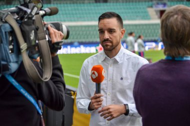 Tallinn, Estonya - 15 Ağustos, 2018: son 2018 Uefa Süper Kupası maç önce Atletico Madrid vs Real Madrid, Estonya arasında Real Madrid futbol oyuncuların eğitim