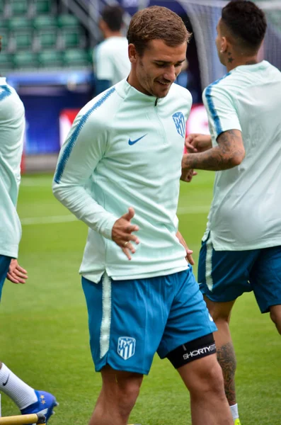 Tallinn Estonia Agosto 2018 Antoine Griezmann Durante Partido Final Supercopa —  Fotos de Stock