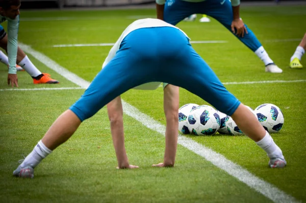 Tallinn Estônia Agosto 2018 Jogadores Futebol Durante Jogo Final Supercopa — Fotografia de Stock