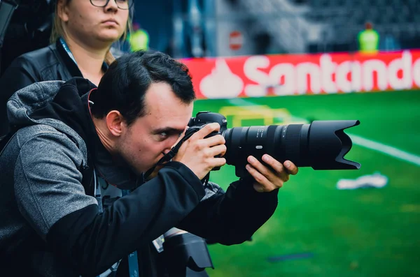에스토니아 2018 기자와 카메라 2018 Uefa 결승전 에스토니아 분야에 최선을 — 스톡 사진