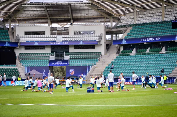 Tallinn Estônia Agosto 2018 Treinamento Jogadores Futebol Real Madrid Antes — Fotografia de Stock