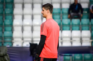 Tallinn, Estonya - 15 Ağustos, 2018: son 2018 Uefa Süper Kupası maç önce Atletico Madrid vs Real Madrid, Estonya arasında Real Madrid futbol oyuncuların eğitim