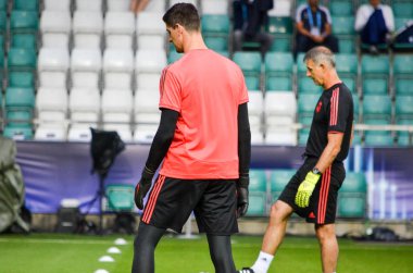 Tallinn, Estonya - 15 Ağustos, 2018: son 2018 Uefa Süper Kupası maç önce Atletico Madrid vs Real Madrid, Estonya arasında Real Madrid futbol oyuncuların eğitim