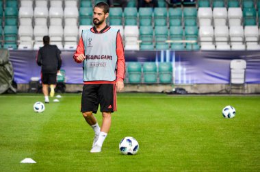 Tallinn, Estonya - 15 Ağustos, 2018: son 2018 Uefa Süper Kupası maç önce Atletico Madrid vs Real Madrid, Estonya arasında Real Madrid futbol oyuncuların eğitim